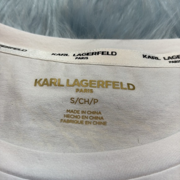Karl Lagerfeld Paris Heart Patch Embellished Logo Tee sz S - Picture 9 of 12